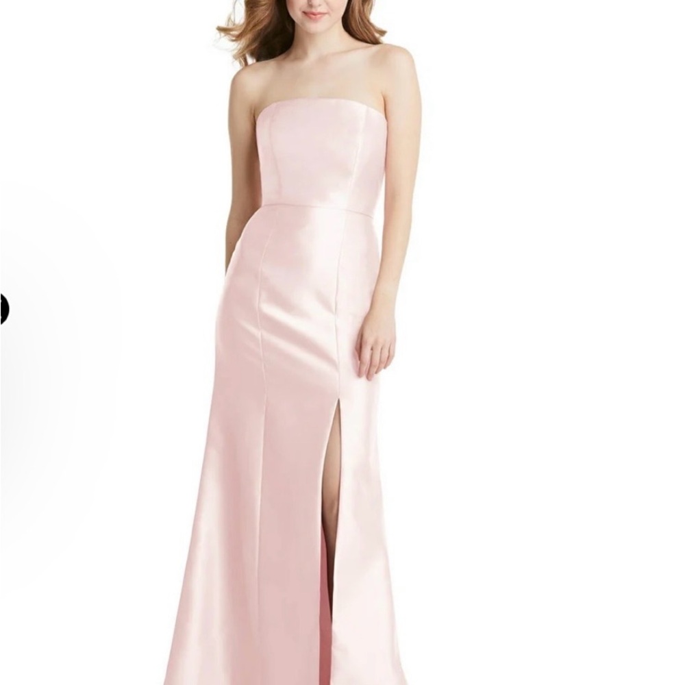 Strapless Satin Evening Gown in Blush Pink